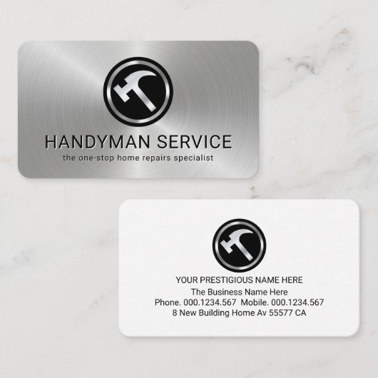 Carte De Visite Simple Minimalist Metallic Hammer Layer (Devant / Derrière)