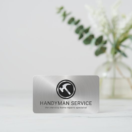 Carte De Visite Simple Minimalist Metallic Hammer Layer (Debout devant)