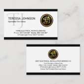 Carte De Visite Simple Minimalist Monogram Name Electric (Devant / Derrière)