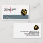 Carte De Visite Simple Minimalist Monogram Name Electric (Devant / Derrière)