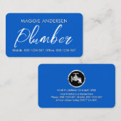 Carte De Visite Simple Minimalist Plumber In Blue Layer (Devant / Derrière)
