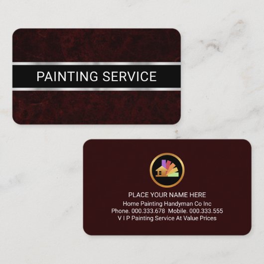 Carte De Visite Simple Minimalist Red Grunge Painter (Devant / Derrière)