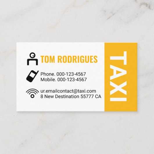 Carte De Visite Simple Minimalist Taxi Service Driving (Devant)