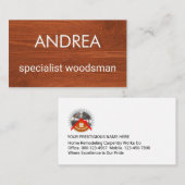 Carte De Visite Simple Minimalist Wood Timber Carpentry (Devant / Derrière)