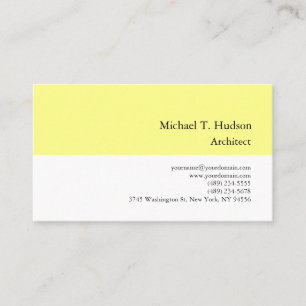 Carte De Visite Simple minimaliste Architecte simple Jaune Blanc