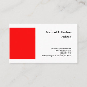 Carte De Visite Simple minimaliste Architecte simple rouge blanc