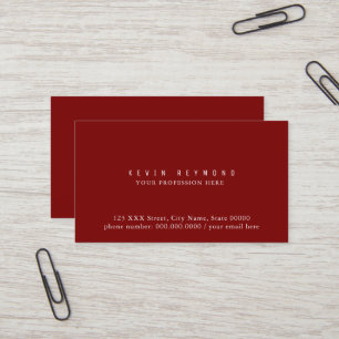 Carte De Visite Simple Minimaliste Basic Professionnel Rouge
