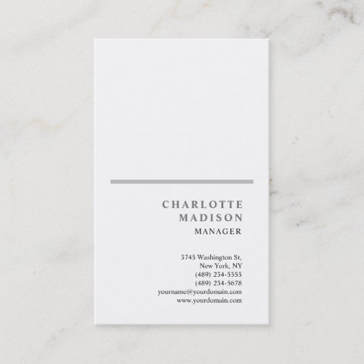 Carte De Visite Simple minimaliste blanc moderne (Devant)