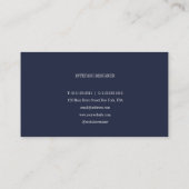 Carte De Visite Simple minimaliste bleu marine (Dos)