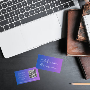 Carte De Visite Simple minimaliste dégradé violet QR