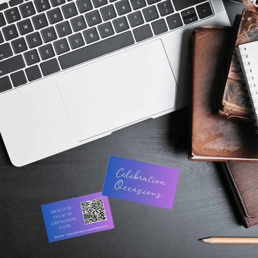 Carte De Visite Simple minimaliste dégradé violet QR