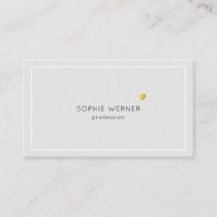 Carte De Visite simple minimaliste élégant petit coeur gris pâle