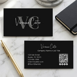 Carte De Visite Simple Minimaliste Moderne Professionnel Noir Blan