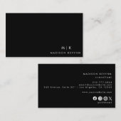 Carte De Visite Simple Minimaliste Noir (Devant / Derrière)