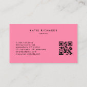 Carte De Visite Simple minimaliste QR Code rose (Dos)