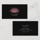 Carte De Visite Simple minimaliste rose lotus noir (Devant / Derrière)