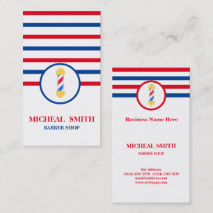 Carte De Visite Simple minimaliste Striped Chic Barbershop Busines