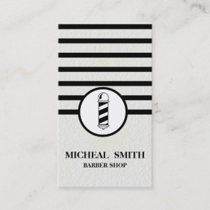 Carte De Visite Simple minimaliste Striped Chic Barbershop Busines