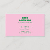Carte De Visite Simple minimaliste vert clair rose (Dos)