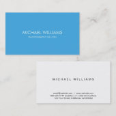 Carte De Visite Simple Minimum Professionnel Élégant bleu (Devant / Derrière)