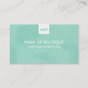 Carte De Visite Simple Mint Chic Boutique Monogramme Médias sociau
