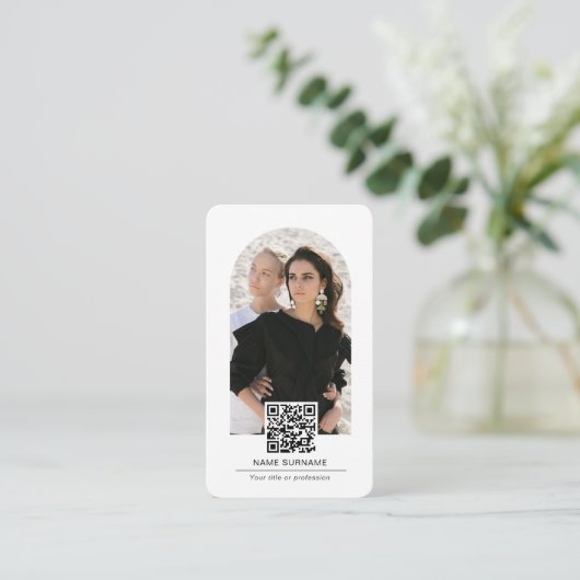 Carte De Visite Simple Modern arch QR code photo (Debout devant)