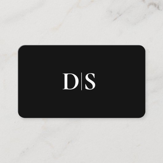 Carte De Visite Simple Modern Black and White Monogram Initial (Devant)