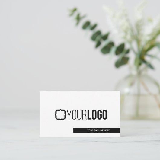 Carte De Visite Simple Modern Black & White - Ajouter QR Code/Logo (Debout devant)