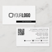 Carte De Visite Simple Modern Black & White - Ajouter QR Code/Logo (Devant / Derrière)