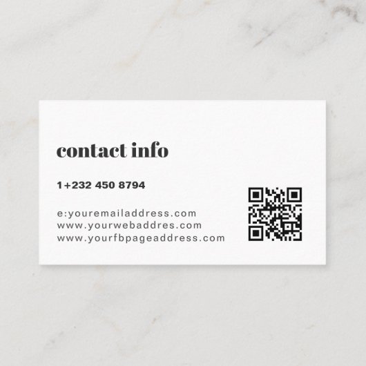 Carte De Visite Simple Modern Black & White Background  (Dos)