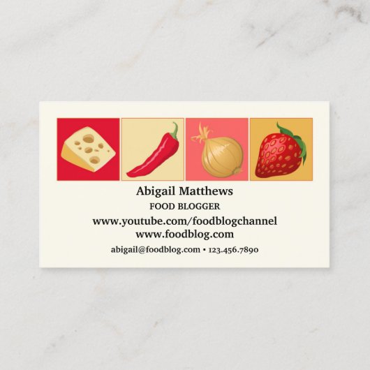 Carte De Visite Simple Modern Design Food Blogger (Dos)