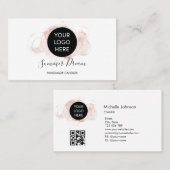 Carte De Visite Simple Modern Feminine Elegant Chic QR code (Devant / Derrière)