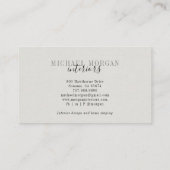 Carte De Visite Simple Modern Interior Designer Script Faux Linen (Dos)