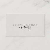 Carte De Visite Simple Modern Interior Designer Script Faux Linen (Devant)