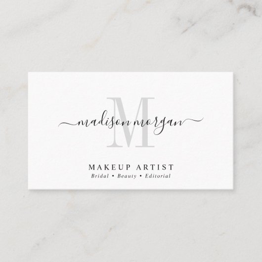 Carte De Visite Simple Modern Makeup Artist Script Monogram (Devant)