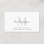 Carte De Visite Simple Modern Massage Therapist Script Monogram (Devant)