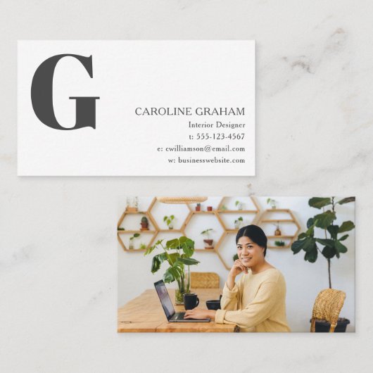 Carte De Visite Simple Modern Minimal Interior Designer Monogram (Devant / Derrière)