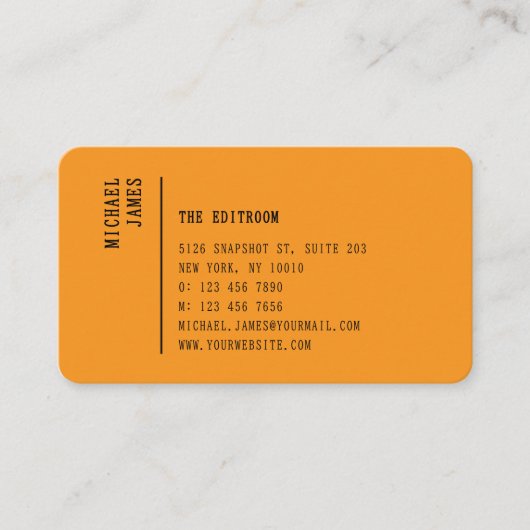 Carte De Visite Simple Modern Minimal Orange QR Code (Devant)