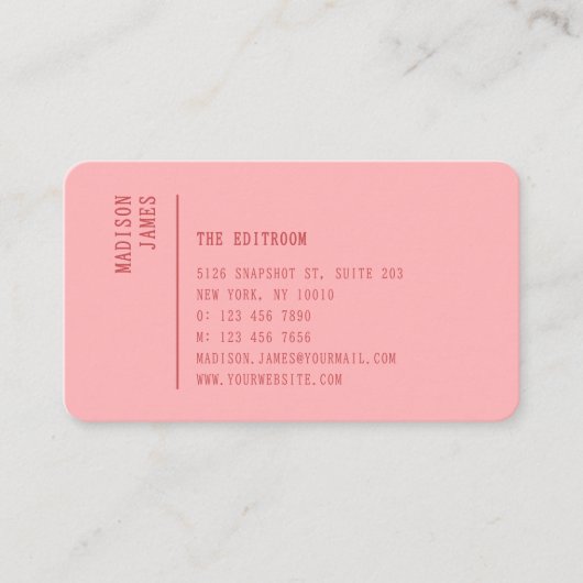 Carte De Visite Simple Modern Minimal Pink QR Code (Devant)