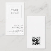 Carte De Visite Simple Modern Minimal Vertical Logo QR Code (Devant / Derrière)