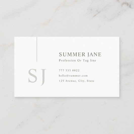 Carte De Visite Simple Modern Minimalist Sage Green QR Code (Dos)