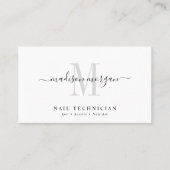 Carte De Visite Simple Modern Nail Technician Script Monogram (Devant)
