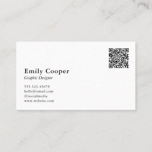 Carte De Visite Simple Modern name définition code QR personnalisé (Dos)