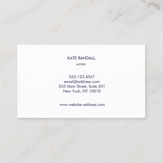 Carte De Visite Simple Modern Navy Blue Professional (Dos)