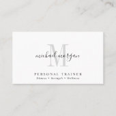 Carte De Visite Simple Modern Personal Trainer Script Monogram (Devant)