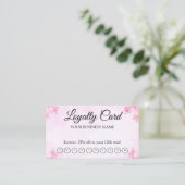 Carte De Visite Simple Modern Pink Loyalty QR Code (Debout devant)
