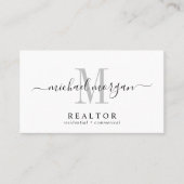 Carte De Visite Simple Modern Realtor Script Monogram (Devant)