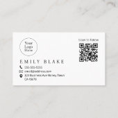 Carte De Visite Simple Modern Scannable QR code Business  (Dos)