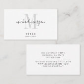 Carte De Visite Simple Modern Script Monogram (Devant / Derrière)