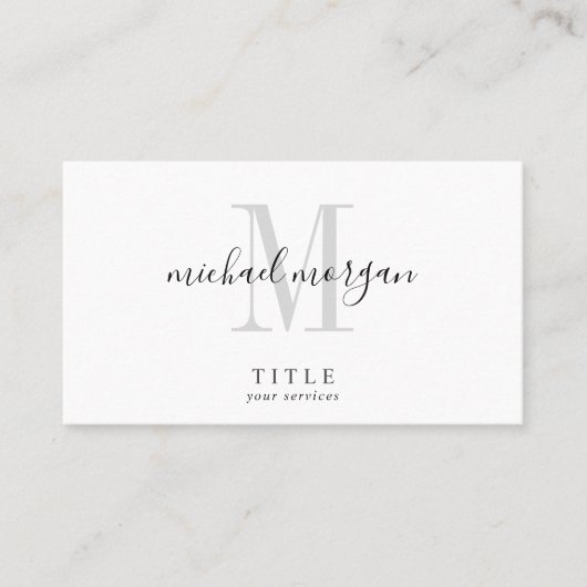 Carte De Visite Simple Modern Script Monogram (Devant)